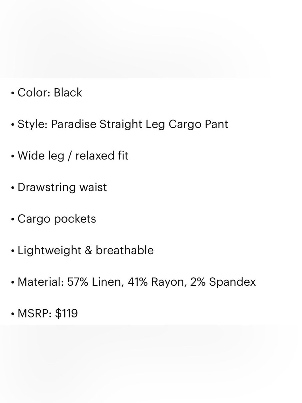 NWT Athleta Paradise Straight Leg Cargo Black Linen Blend Pant Sz Medium. - Picture 7 of 7